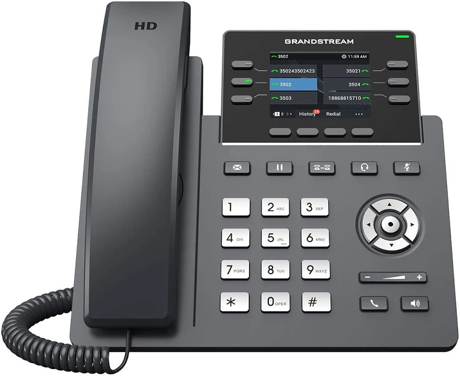 GRP2613W professional IP phone with 6 lines, 6 SIP accounts and 24 BLF/VPK keys.
