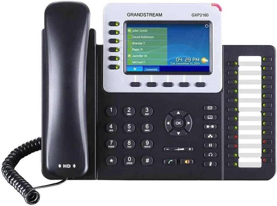 GXP2160 business and call-center phone with 6 lines and 24 illuminated BLF keys.