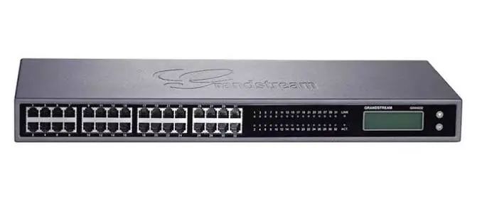 GXW4232 high-density gateway connects up to 32 analog phones or fax devices to VoIP through FXS ports.