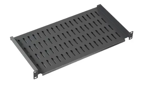 1 shelf unit, 19 inches, 37cm deep, for cabinets 60cm deep, load capacity 50kg, fixed, four-point mounting