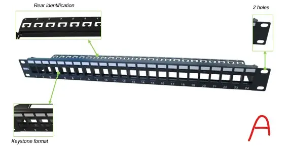 MMC Patch Panel Empty 24 Ports 1U w/cable support