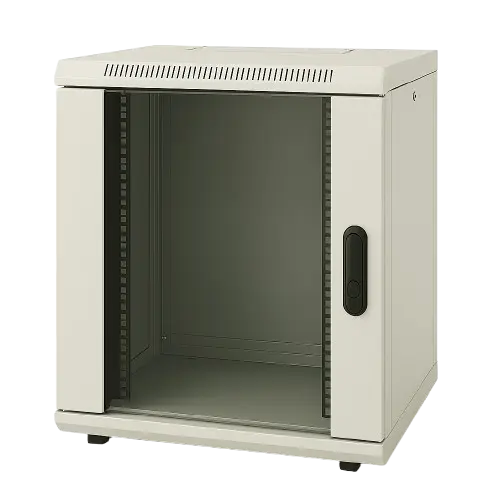 9U 19" Wall Mounting Cabinet W=600 D=450-RAL 7016 Antracit Gray; Full Glass Door 