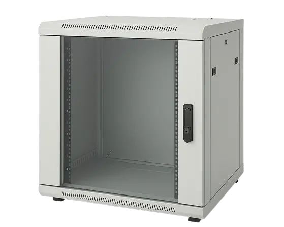 15U 19" Wall Mounting Cabinet W=600 D=450-RAL 7016 Antracit Gray; Full Glass Door 
