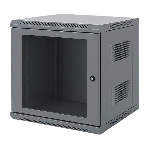 12U 19'' Wall Mounting Cabinets W=600mm D=600mm-RAL 7016 Antracit Grey.Full Glass Door