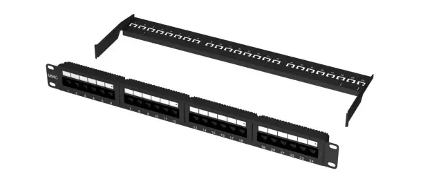 48-port, 19" high, 2U mesh distribution panel, ready for installation