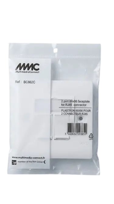 2 port 86x86 faceplate for RJ45 connector