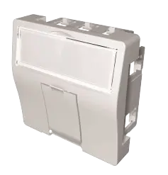 French Face Plate 2 Port 45x45 45/Angled with Dust Cover White