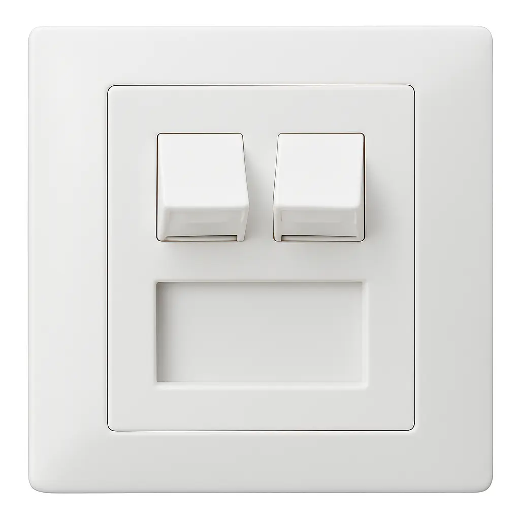  French Face Plate 2 Port 45/Angled with Dust Cover with Back box 45x45 White