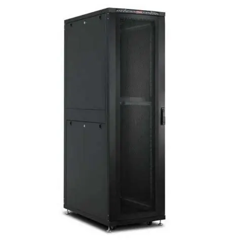 26U 19'' Free Standing Cabinets W=600mm D=1000mm RAL 7016 Antracit Grey Metal Perforated front Door, Flat Pack