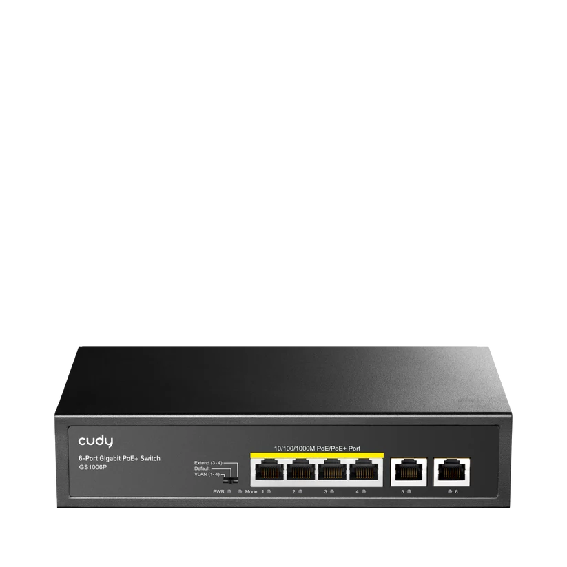 Cudy Unmanaged PoE Switch, 4 Ports, 1Gbps L2 Speed, 65W Power.