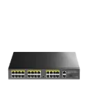 24-Port 10/100M PoE+ unmanaged Switch with 2× Uplink GbE +
 1× Uplink SFP ,PoE budget : 300W
Desktop, Rack-Mount