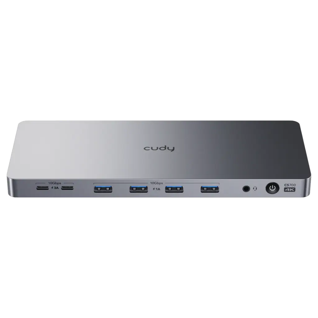 محطة توصيل متعددة المنافذ 13×1 من Cudy مع محول طاقة 150 واط، تدعم شاشتين 4K أو شاشة واحدة 5K
