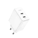 شاحن USB-C مزدوج بقدرة 40 واط GaN مع قابس أوروبي