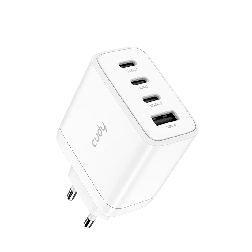4-Port 65W USB-C Charger with EU Plug
4-Port 65W USB-C Charger with EU Plug, GaN, 3 x USB-C (65W max),1 x USB-A (30W max ),QC+PPS+PD 3.0, EU plug, Fast charge for iPhone 12 Series and above, Galaxy, iPad, Macbook and more