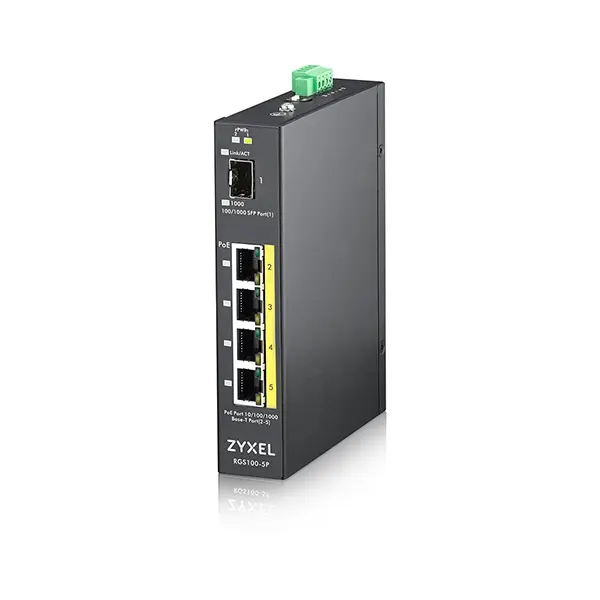 ZyXEL Unmanaged PoE Switch, 4 Ports, 1Gbps L2, 120W Power Supply, 1 x 1Gbps SFP