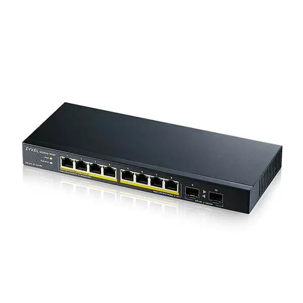 ZyXEL Unmanaged PoE Switch, 8 Ports, 1Gbps L2, 130W Power Supply, 2 x 1Gbps SFP