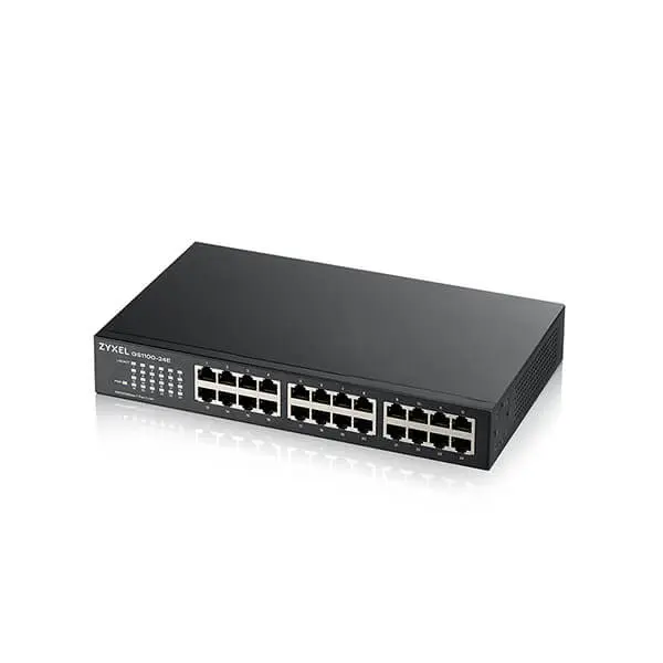 Unmanaged switch from ZyXEL, 24 ports and 1Gbps L2 speed.