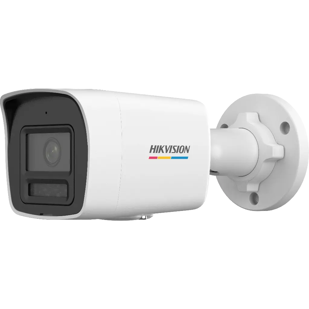 كاميرا مراقبة خارجية شبكية من Hikvision بدقة 2MP وعدسة ثابتة 2.8 مم  بتصميم رصاصة, مع صوت.