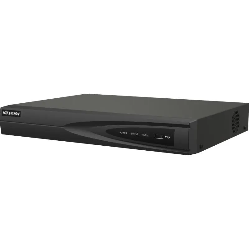 Hikvision NVR camera recording device with 8 video input channels and 8MP recording resolution.