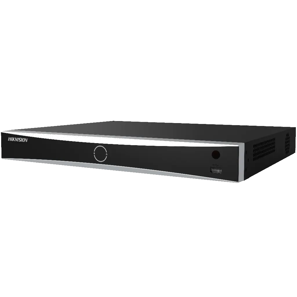 Hikvision NVR camera recorder with 8 video input channels, 8MP recording resolution and 8 built-in PoE ports.