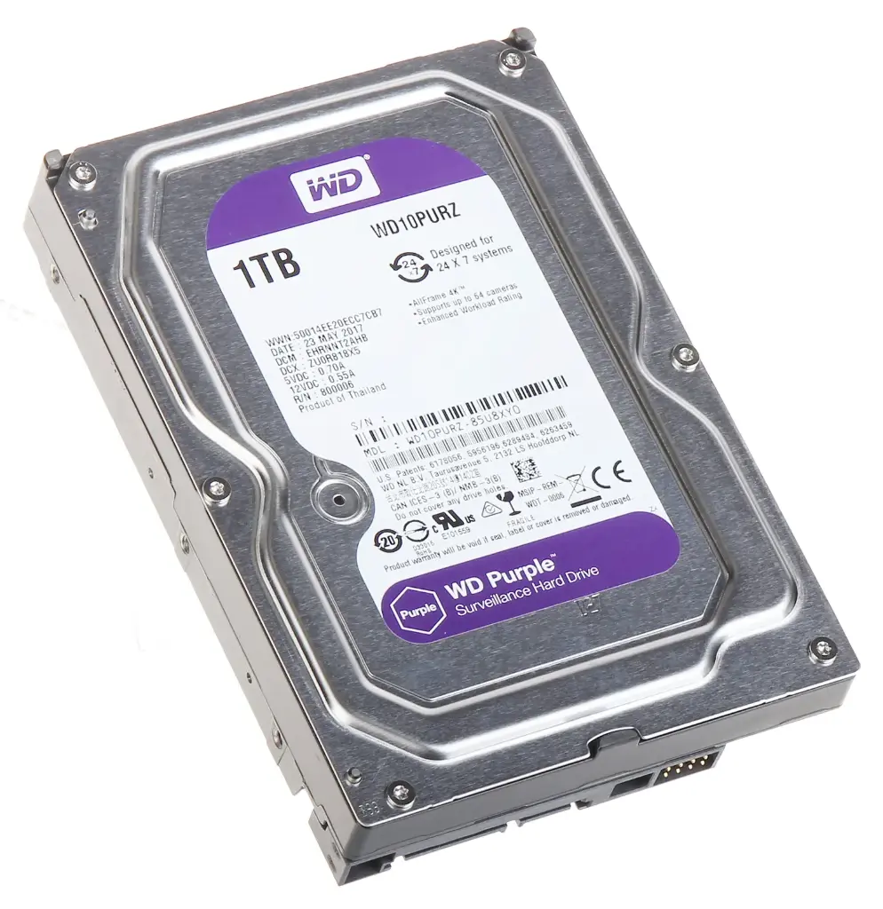  H.D.D WD Purple Surveillance Hard Drive - 1TB 