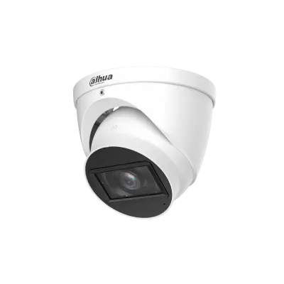 كاميرا مراقبة خارجية تناظرية من Dahua بدقة 5MP وعدسة متغيرة البؤرة تعمل بمحرك، 2.7 إلى 12 مم  بتصميم قبة, مع صوت.