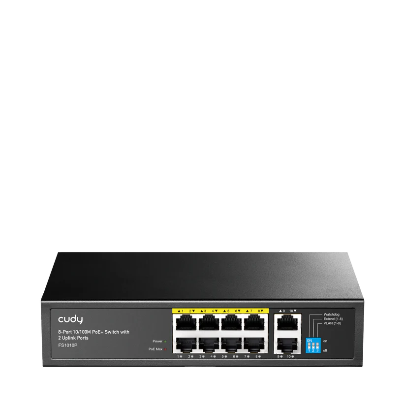 سويتش PoE غير مُدار من Cudy, 8 منفذ وسرعة 100Mbps L2, قدرة 120W