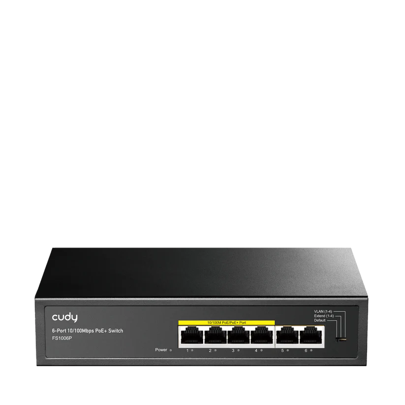 Cudy Unmanaged PoE Switch, 4 Ports, 100Mbps L2 Speed, 65W Power