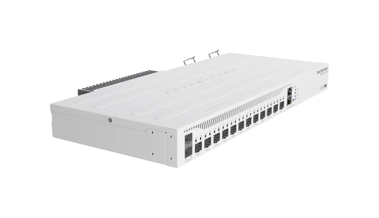 راوتر احترافي Rackmount من Mikrotik بـ 12 منفذ فايبر 10G ومنفذين فايبر 25G – بدون واي فاي