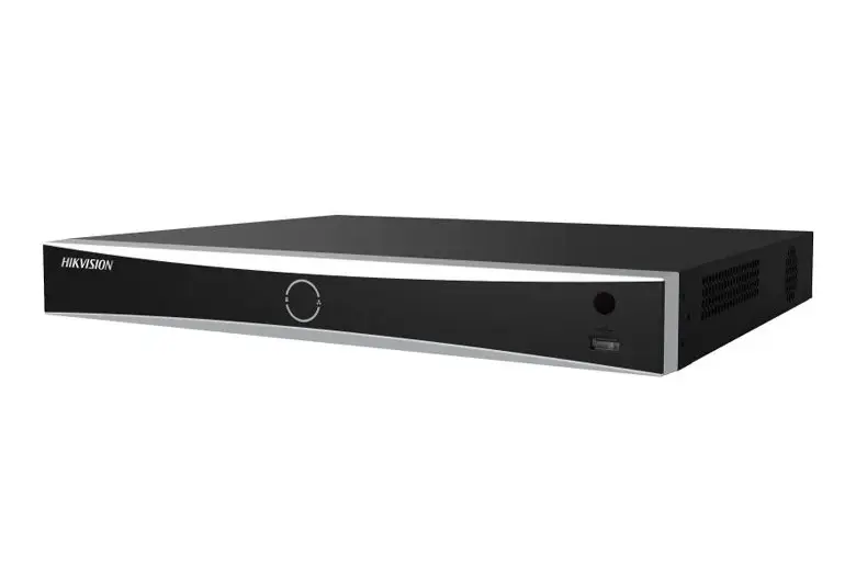 Hikvision NVR camera recording device with 16 video input channels and 12MP recording resolution.