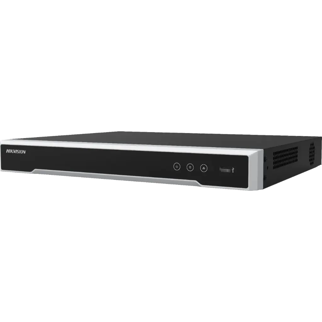 Hikvision NVR camera recording device with 16 video input channels and 8MP recording resolution.