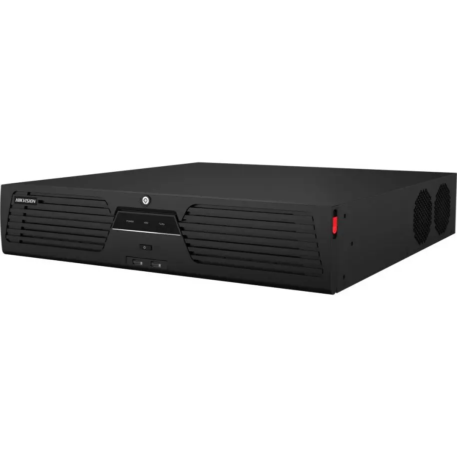 Hikvision NVR camera recording device with 64 video input channels and 8MP recording resolution.