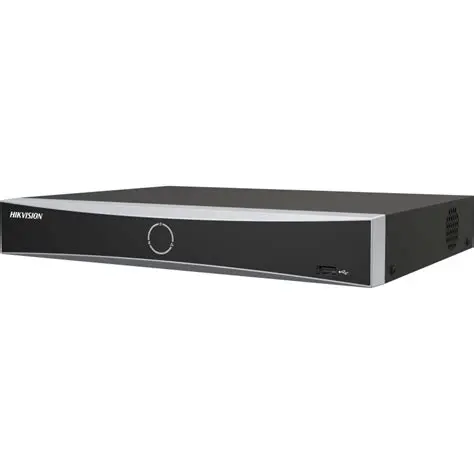 Hikvision NVR camera recording device with 8 video input channels and 8MP recording resolution.
