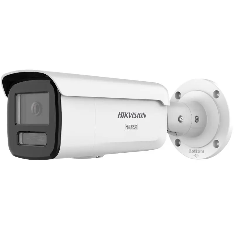 كاميرا مراقبة خارجية شبكية من Hikvision بدقة 8MP وعدسة ثابتة 2.8 مم   بتصميم رصاصة, مع صوت.