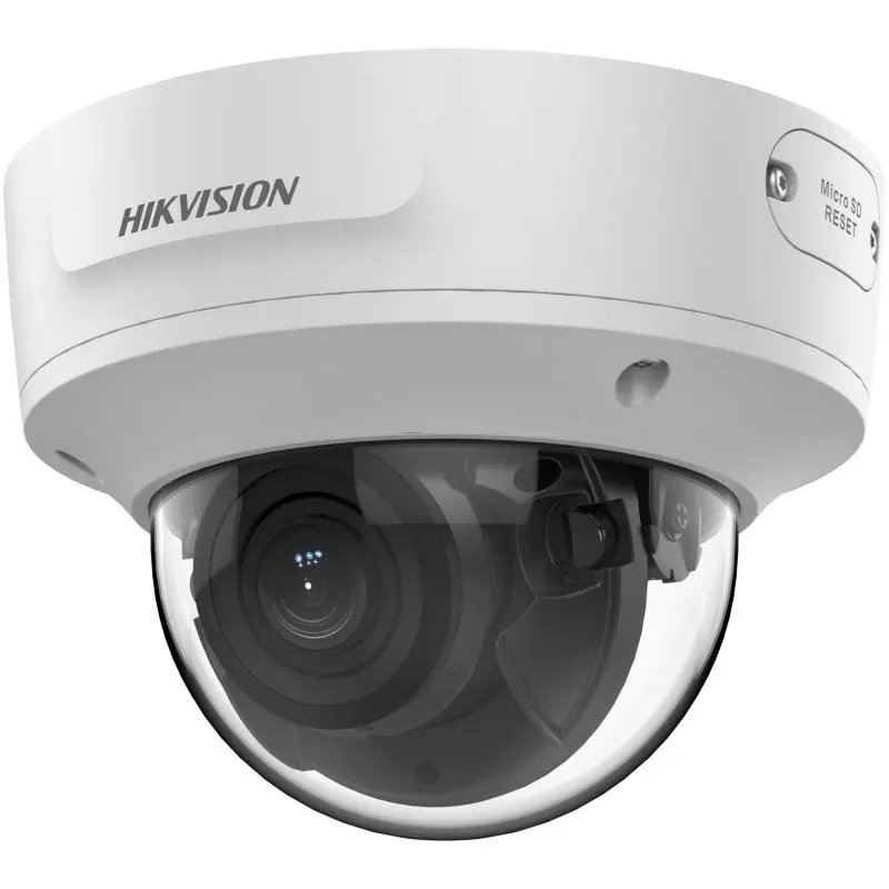 Hikvision 6MP Outdoor Network Surveillance Camera with Motorized Varifocal Lens, 2.7 to 12mm Dome Design, Two-Way Audio.