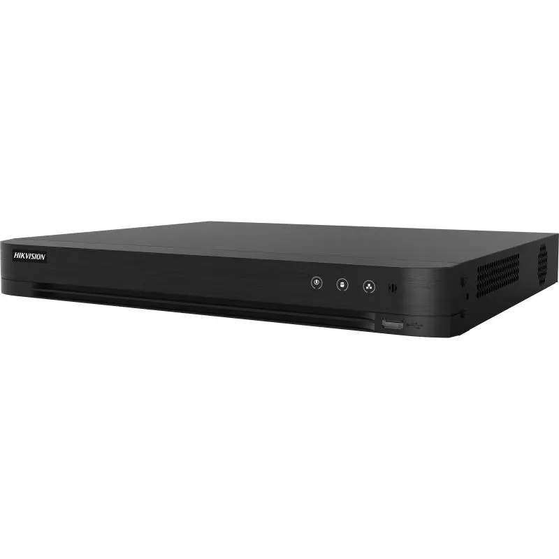 Hikvision DVR camera recording device with 16 video input channels and 8MP recording resolution.
