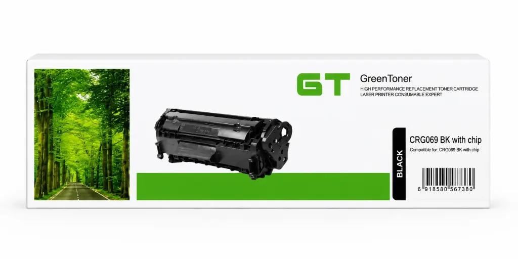 Original Copy Laser Toner Cartridge (Black, Green Toner, CRG069, Canon LBP673Cdw)