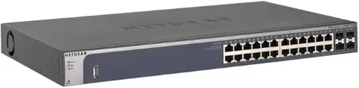 سويتش مدار من Netgear ,24 منفذ وسرعة 1Gbps L3, 4 × SFP بسرعة 1 Gbps.