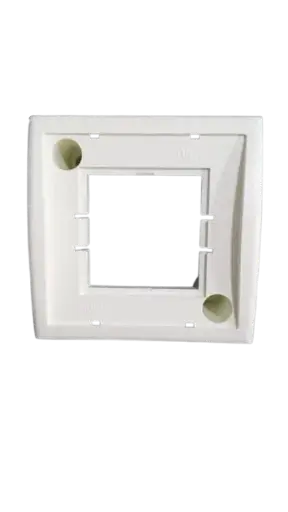 French Face Plate 1 Port 45x45 45/Angled with Dust Cover White