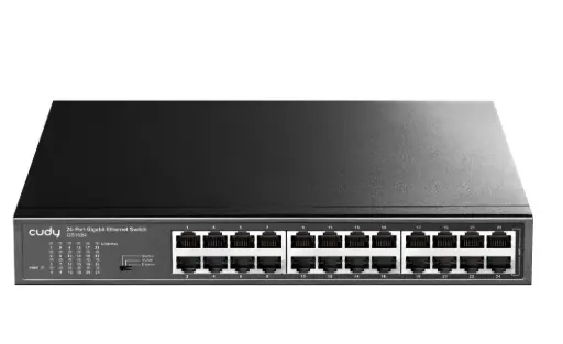 [GS1024] 24-Port GbE Unmanaged Switch QoS, Flow Control , Switching Capacity: 48 Gbps IGMP Snooping ,VLAN, Fanless, Metal, Rack-mounted