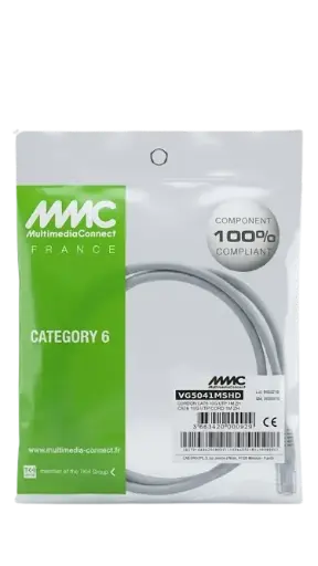 [CORD6U01M] Cat6 U/UTP Patch Cord PVC 1m Gray