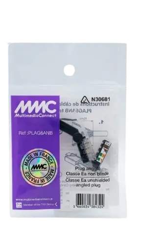 [PLAG6ANB] وصلة مع مفصلة متحركة تركب بدون أدوات لكاميرات المراقبة الرقمية أو نقاط الولوج اللاسلكية تدور بزاوية نوع RJ45 CAT6A UTP