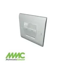 [BC862C] UK Face Plate 2 port 86x86 45/Angled with Dust Cover White