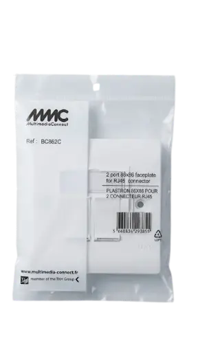 [BC862C] UK Face Plate 2 port 86x86 45/Angled with Dust Cover White