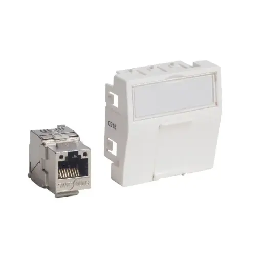 [BC451C] French Face Plate 1 Port 45x45 45/Angled with Dust Cover White