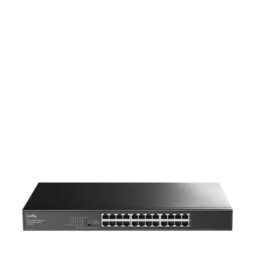 [GS1024E] 24-Port Gigabit Rackmount Light Managed Switch
24-Port Gigabit Rackmount Light Managed Switch 24 Gigabit RJ45 Ports,  19-inch Rack-mountable Steel Case(Rack-Mount kits included), Power Saving, Plug & Play, Managed/VLAN/Extend working mode  DIP switch, Local management via WEB GUI, support STP/RSTP, 802.1Q/Port Based/Voice VLAN, Static Link Aggregation.