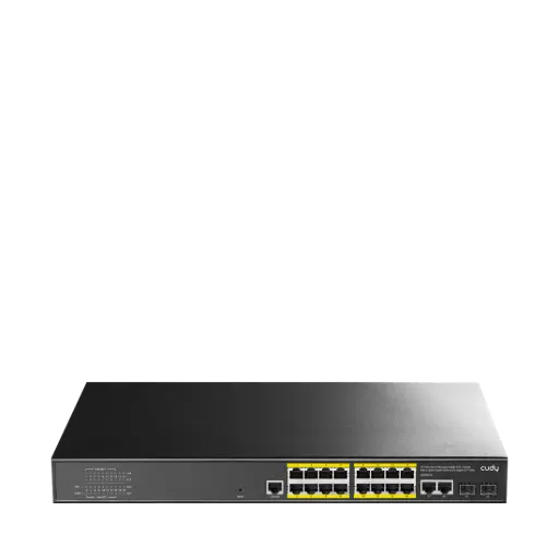 [GS2018PS2-200W] سويتش PoE مُدار من Cudy , 16 منفذ وسرعة 1Gbps L2, بقدرة 200W , 2 × SFP بسرعة 1 Gbps  