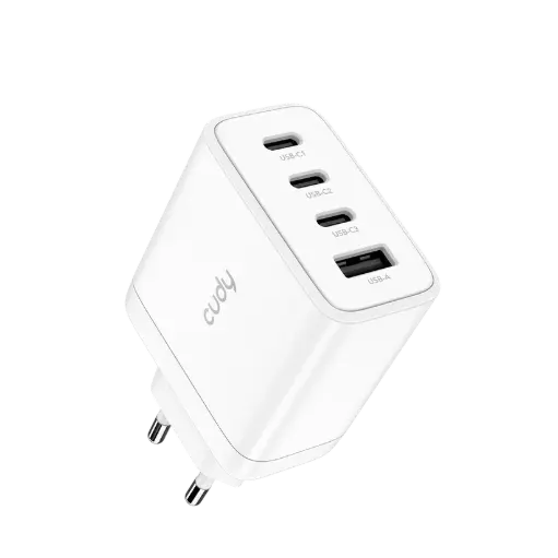 [CH70] شاحن USB-C بقدرة 65 واط GaN رباعي المنافذ مع قابس أوروبي