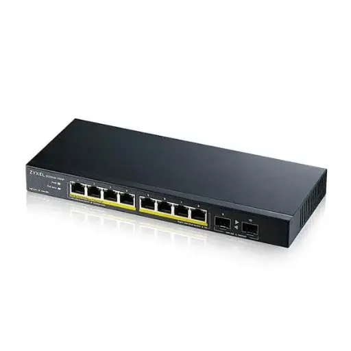 [GS1100-10HP] سويتش PoE غير مُدار من ZyXEL, 8 منفذ وسرعة 1Gbps L2, قدرة 130W ,   2 × SFP بسرعة 1Gbps 