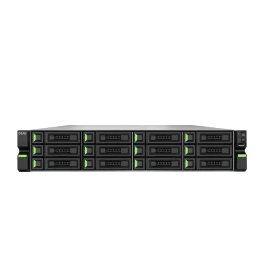 [XN8112RE] Rackmount 12-Bay Storage Server with 2xNVMe QSAN, Quad Xeon Processor, 272TB Capacity, and 16GB Expandable ECC Memory.